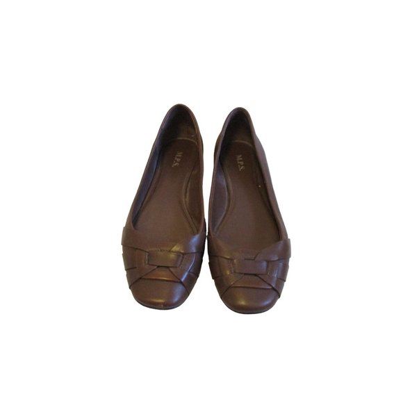 *M.P.S. Brown Squared Almond Toe Ballet Flats - Picture 4 of 9
